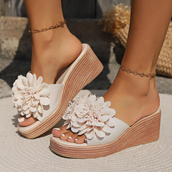 Flower Design Wedge Sandals Female
