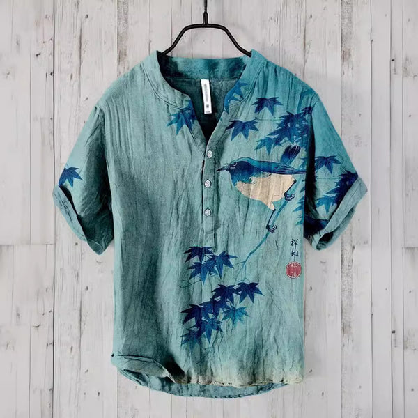 National Bamboo Printing Men's Shirt 3D Digital Printing Elegant Style